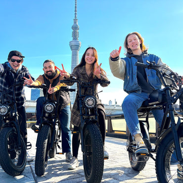 Four happy e-bike riders.